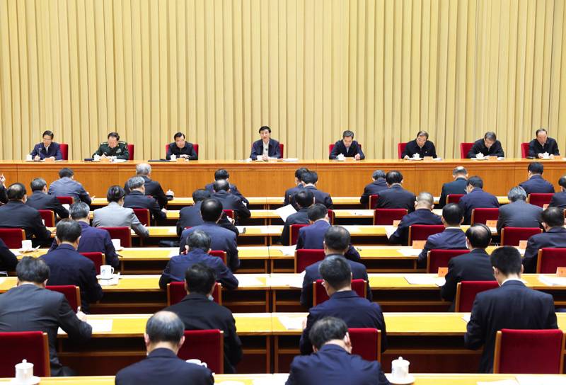 11月17日,中共中央政治局常委、中央书记处书记王沪宁在北京出席中央全面依法治国工作会议并作总结讲话。新华社记者 庞兴雷 摄