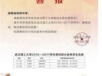 我校优秀毕业生获武汉理工大学校奖励